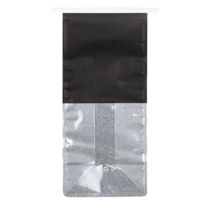 Bag Tek Black Cotton Paper Tin Tie Bag - with Clear Window - 5" x 4" x 11 1/4" - 100 count box