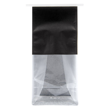 Bag Tek Black Cotton Paper Tin Tie Bag - with Clear Window - 5" x 4" x 11 1/4" - 100 count box