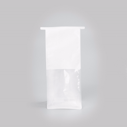 Bag Tek White Cotton Paper Tin Tie Bag - with Clear Window - 5" x 4" x 11 1/4" - 100 count box