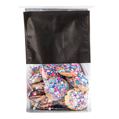 Bag Tek Black Cotton Paper Tin Tie Bag - with Clear Window - 6 1/4" x 5" x 10 1/4" - 100 count box