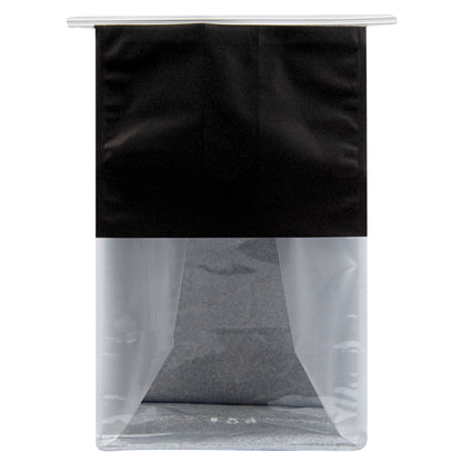 Bag Tek Black Cotton Paper Tin Tie Bag - with Clear Window - 6 1/4" x 5" x 10 1/4" - 100 count box