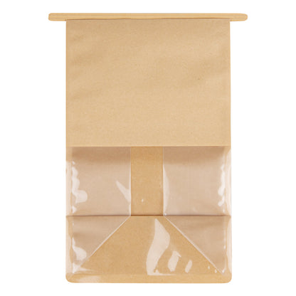 Bag Tek Kraft Cotton Paper Tin Tie Bag - with Clear Window - 6 1/4" x 5" x 10 1/4" - 100 count box