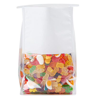 Bag Tek White Cotton Paper Tin Tie Bag - with Clear Window - 6 1/4" x 5" x 10 1/4" - 100 count box