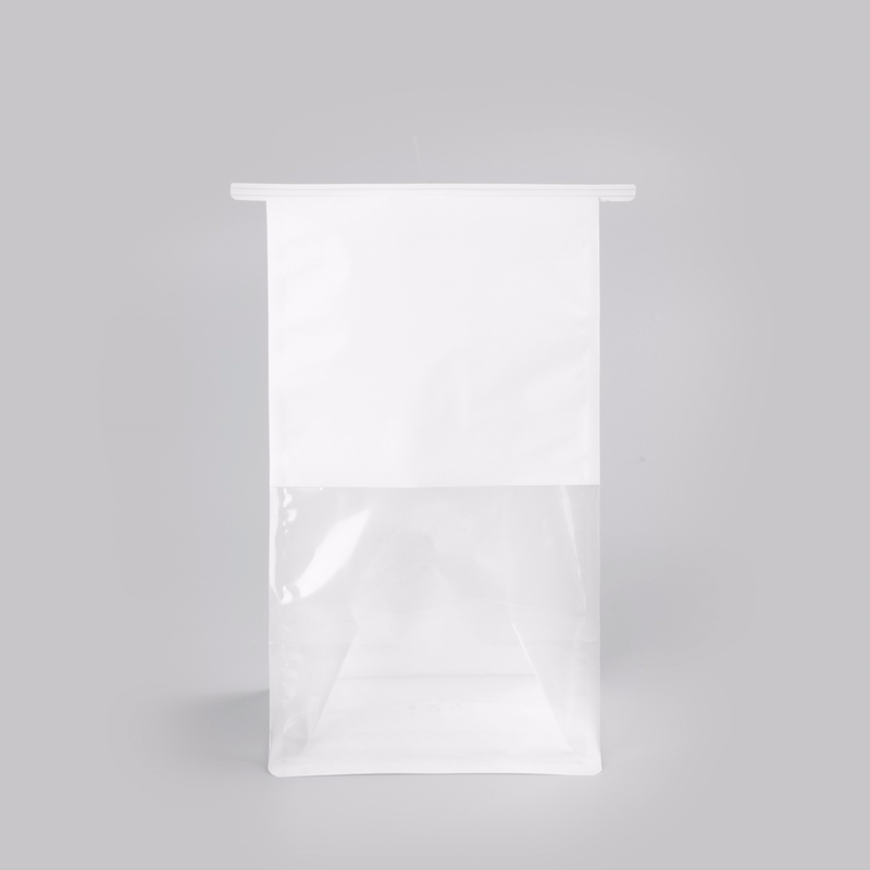 Bag Tek White Cotton Paper Tin Tie Bag - with Clear Window - 6 1/4" x 5" x 10 1/4" - 100 count box