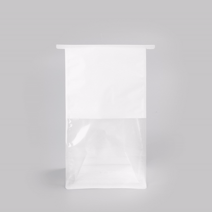 Bag Tek White Cotton Paper Tin Tie Bag - with Clear Window - 6 1/4" x 5" x 10 1/4" - 100 count box