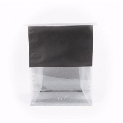 Bag Tek Black Cotton Paper Tin Tie Bag - with Clear Window - 8 3/4" x 4 1/2" x 10 3/4" - 100 count box