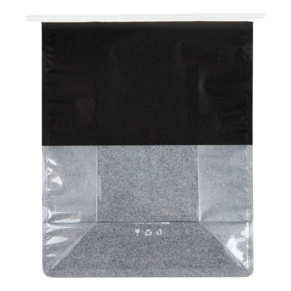 Bag Tek Black Cotton Paper Tin Tie Bag - with Clear Window - 8 3/4" x 4 1/2" x 10 3/4" - 100 count box