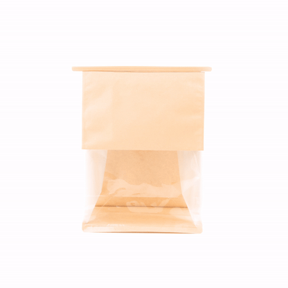 Bag Tek Kraft Cotton Paper Tin Tie Bag - with Clear Window - 8 3/4" x 4 1/2" x 10 3/4" - 100 count box