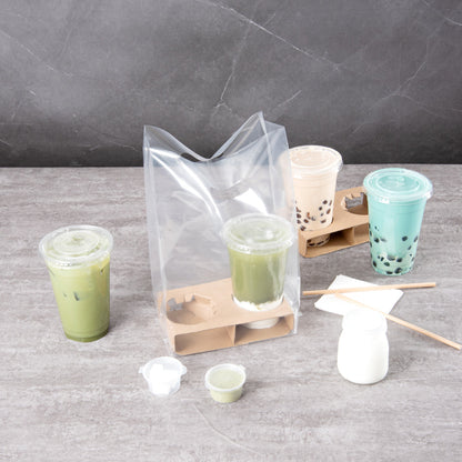 Saving Nature Clear Plastic Take Out Bag - Fits 2-Cup Drink Carrier - 13 3/4" x 7 3/4" x 4 1/4" - 100 count box