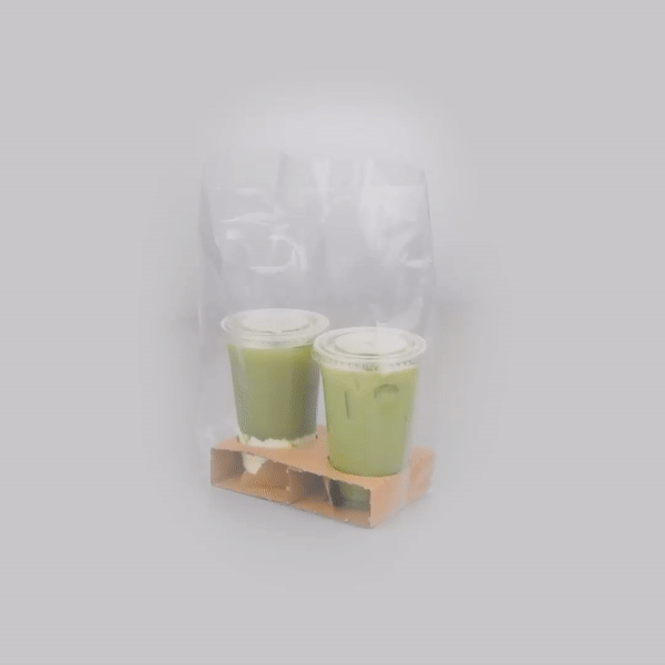 Saving Nature Clear Plastic Take Out Bag - Fits 2-Cup Drink Carrier - 13 3/4" x 7 3/4" x 4 1/4" - 100 count box