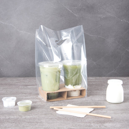 Saving Nature Clear Plastic Take Out Bag - Fits 2-Cup Drink Carrier - 13 3/4" x 7 3/4" x 4 1/4" - 100 count box
