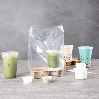 Saving Nature Clear Plastic Take Out Bag - Fits 2-Cup Drink Carrier - 13 3/4" x 7 3/4" x 4 1/4" - 100 count box