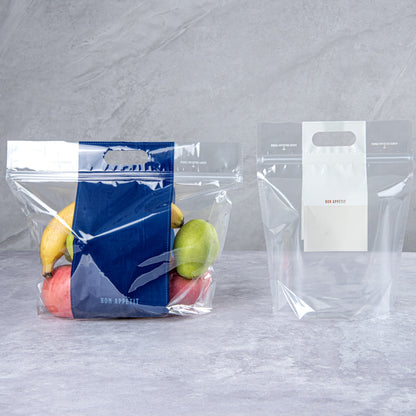 Bag Tek Clear Plastic Gusset Zip Bag - with Handles - 8 1/4" x 3 1/2" x 10 1/2" - 100 count box
