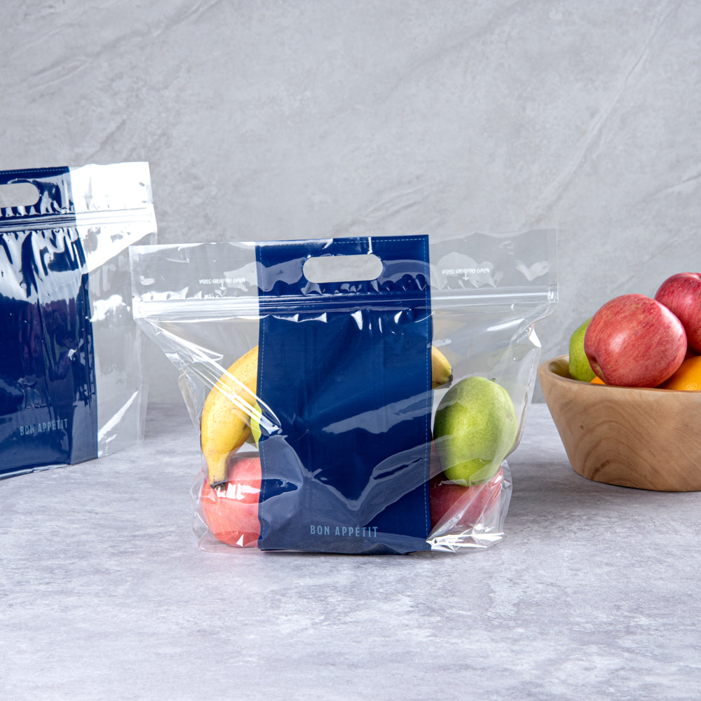 Bag Tek Clear Plastic Gusset Zip Bag - with Handles - 12 1/2" x 4 1/4" x 10 1/2" - 100 count box