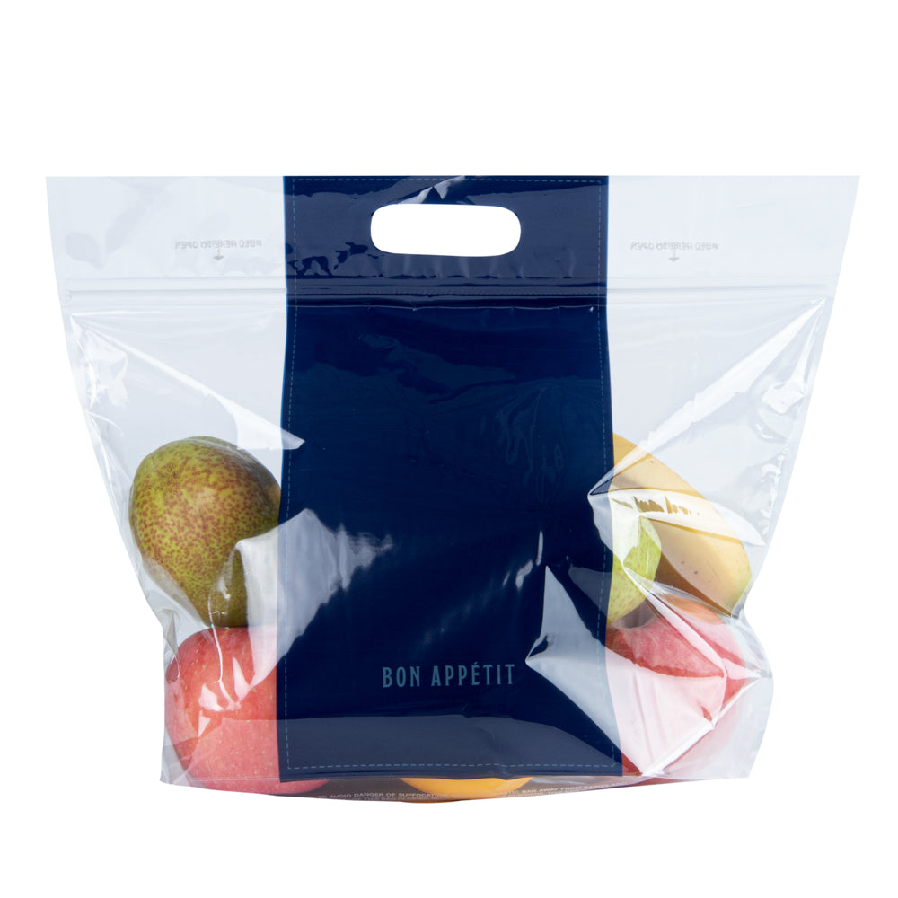 Bag Tek Clear Plastic Gusset Zip Bag - with Handles - 12 1/2" x 4 1/4" x 10 1/2" - 100 count box