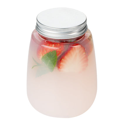 Bottle Tek 12 oz Clear Plastic Candy Jar / Juice Bottle - with Aluminum Lid - 3" x 3" x 4" - 100 count box