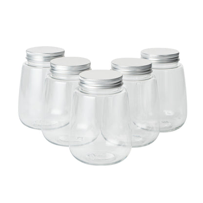 Bottle Tek 12 oz Clear Plastic Candy Jar / Juice Bottle - with Aluminum Lid - 3" x 3" x 4" - 100 count box