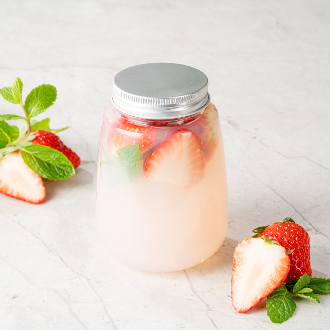 Bottle Tek 12 oz Clear Plastic Candy Jar / Juice Bottle - with Aluminum Lid - 3" x 3" x 4" - 100 count box