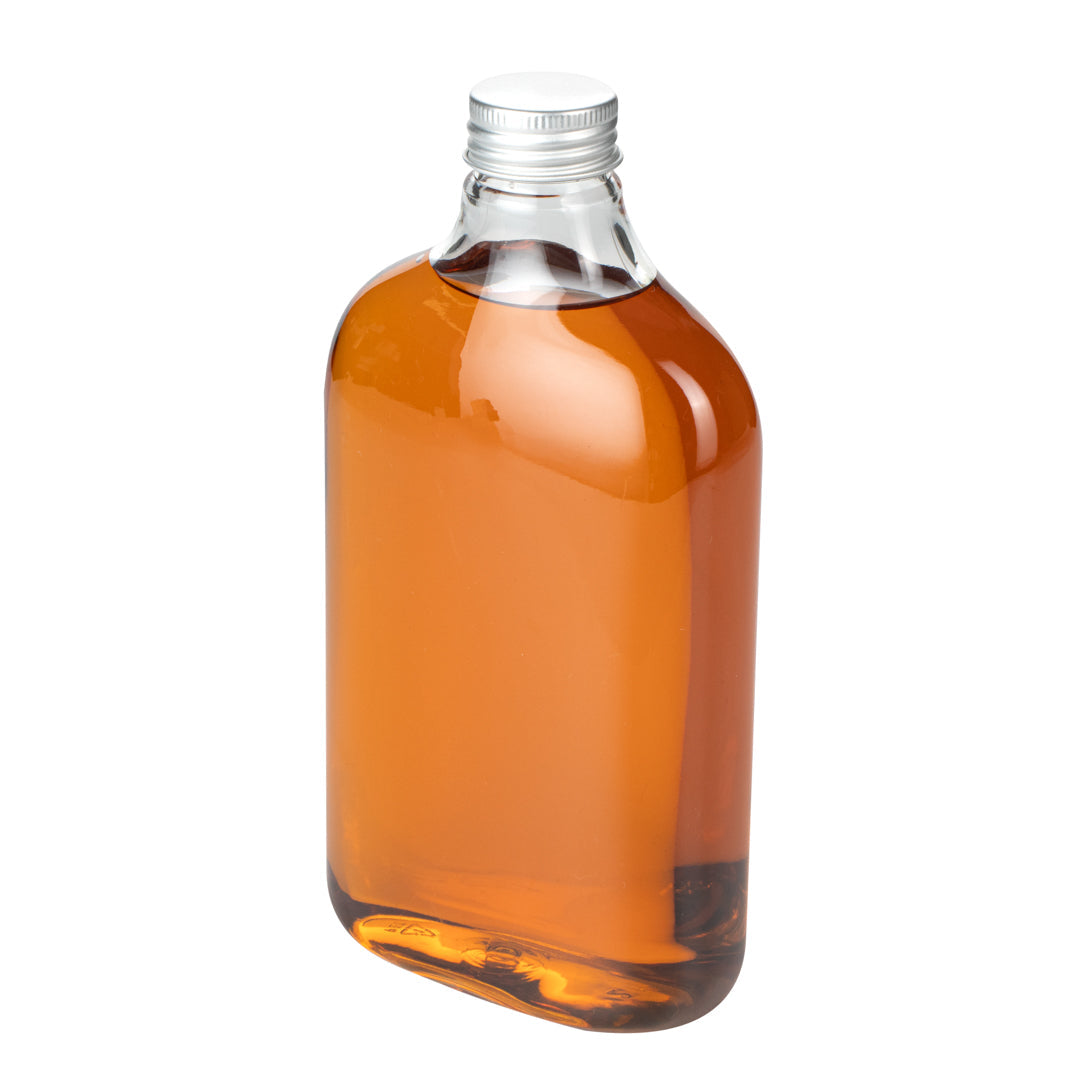 Bottle Tek 17 oz Clear Plastic Flask Container - with Aluminum Lid - 3 3/4" x 2" x 7" - 100 count box