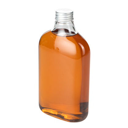 Bottle Tek 17 oz Clear Plastic Flask Container - with Aluminum Lid - 3 3/4" x 2" x 7" - 100 count box