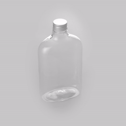 Bottle Tek 17 oz Clear Plastic Flask Container - with Aluminum Lid - 3 3/4" x 2" x 7" - 100 count box