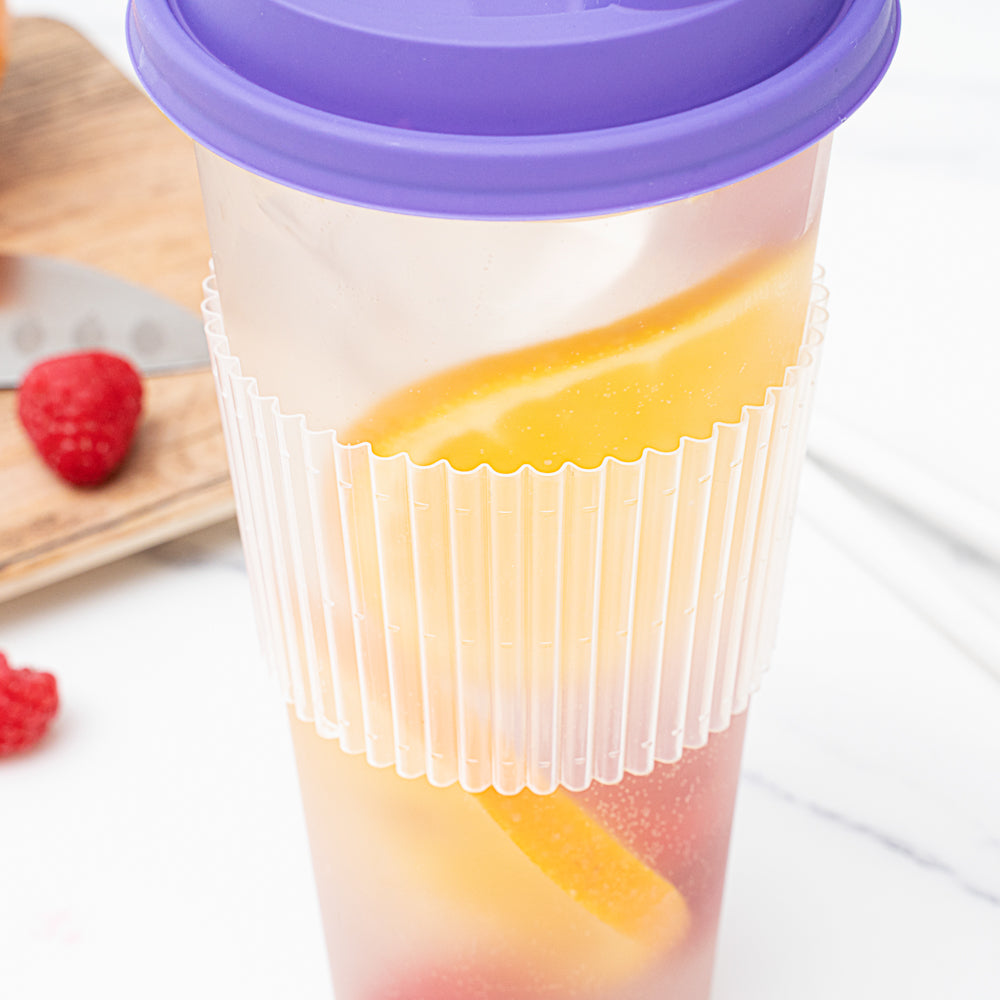 Bev Tek Clear Plastic Ripple Hot / Cold Cup Sleeve - Fits 12, 16 and 24 oz - 50 count box