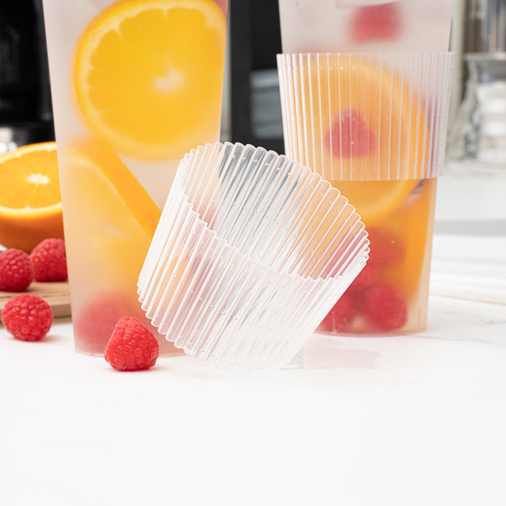 Bev Tek Clear Plastic Ripple Hot / Cold Cup Sleeve - Fits 12, 16 and 24 oz - 50 count box
