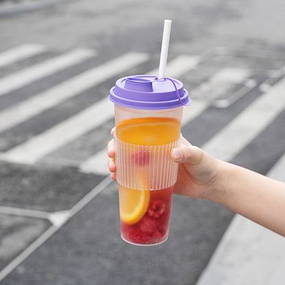 Bev Tek Clear Plastic Ripple Hot / Cold Cup Sleeve - Fits 12, 16 and 24 oz - 1000 count box