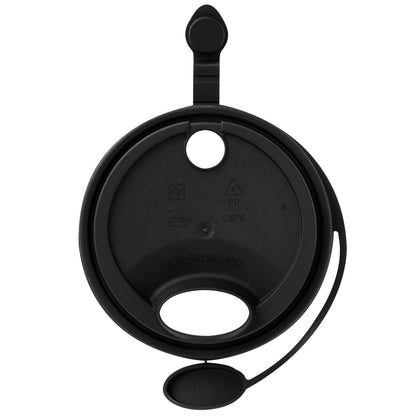 Bev Tek Black Plastic 2-in-1 Straw or Sippy Cup Lid - with Two Plugs, Fits 12, 16 and 24 oz - 25 count box
