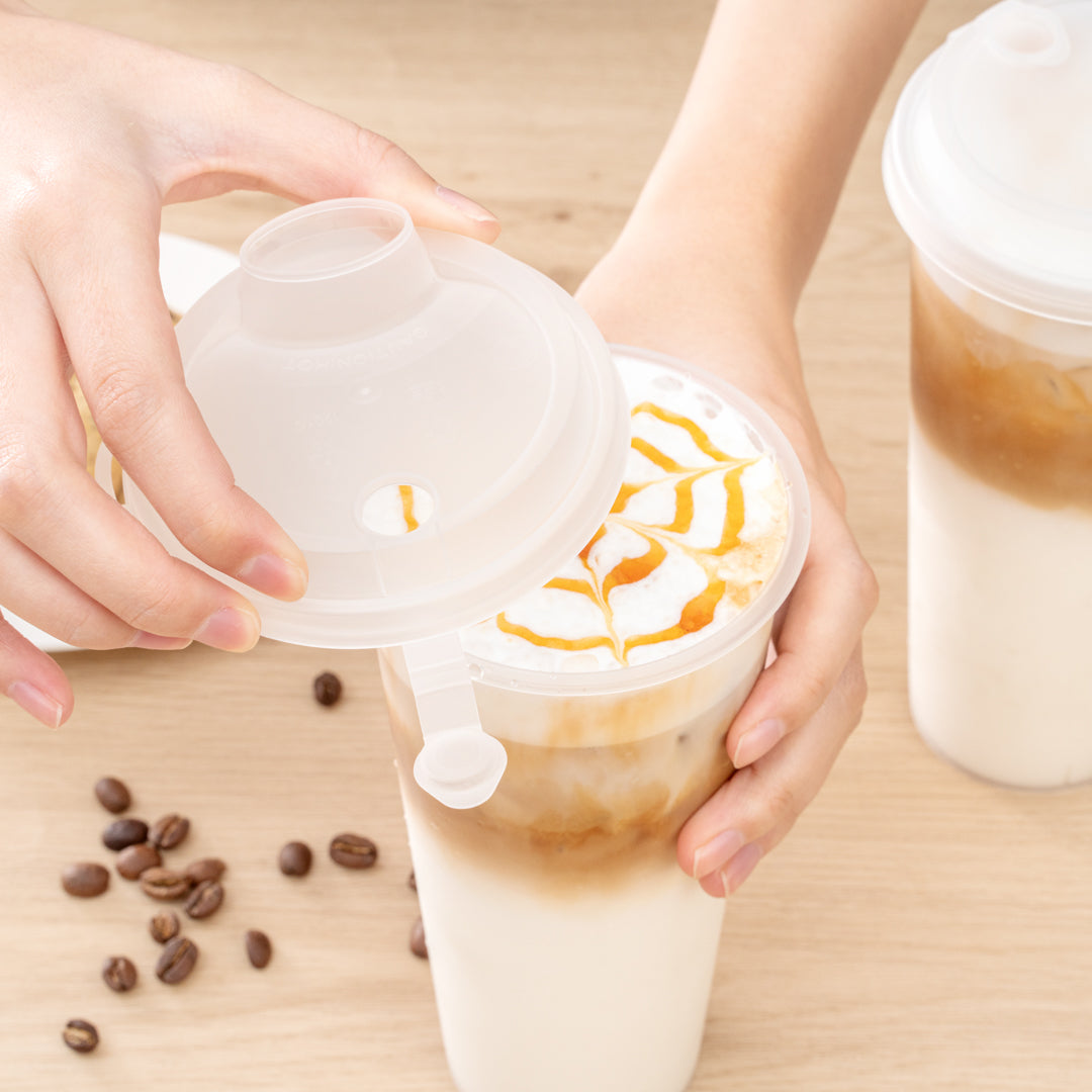 Bev Tek Clear Plastic 2-in-1 Straw or Sippy Cup Lid - with Two Plugs, Fits 12, 16 and 24 oz - 25 count box