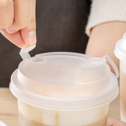 Bev Tek Clear Plastic 2-in-1 Straw or Sippy Cup Lid - with Two Plugs, Fits 12, 16 and 24 oz - 25 count box