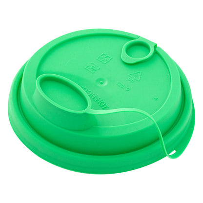 Bev Tek Green Plastic 2-in-1 Straw or Sippy Cup Lid - with Two Plugs, Fits 12, 16 and 24 oz - 25 count box