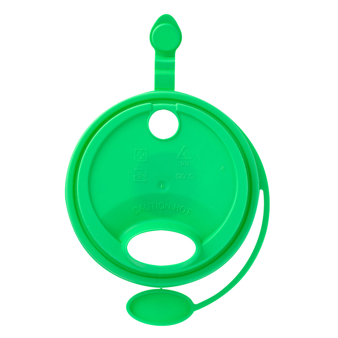 Bev Tek Green Plastic 2-in-1 Straw or Sippy Cup Lid - with Two Plugs, Fits 12, 16 and 24 oz - 25 count box