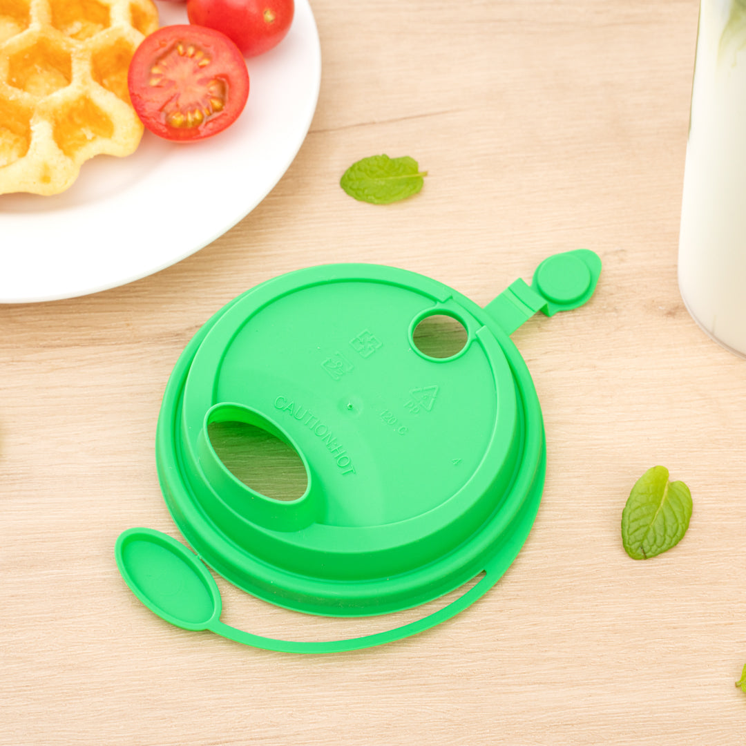 Bev Tek Green Plastic 2-in-1 Straw or Sippy Cup Lid - with Two Plugs, Fits 12, 16 and 24 oz - 25 count box