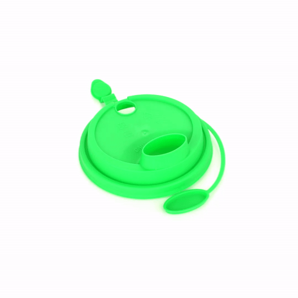 Bev Tek Green Plastic 2-in-1 Straw or Sippy Cup Lid - with Two Plugs, Fits 12, 16 and 24 oz - 500 count box