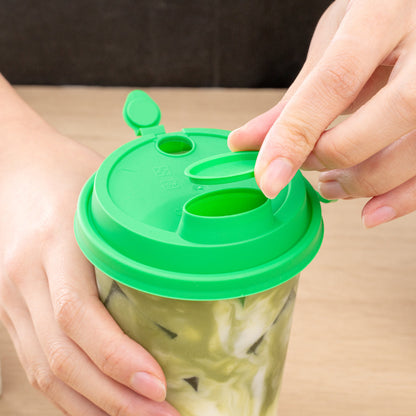 Bev Tek Green Plastic 2-in-1 Straw or Sippy Cup Lid - with Two Plugs, Fits 12, 16 and 24 oz - 500 count box