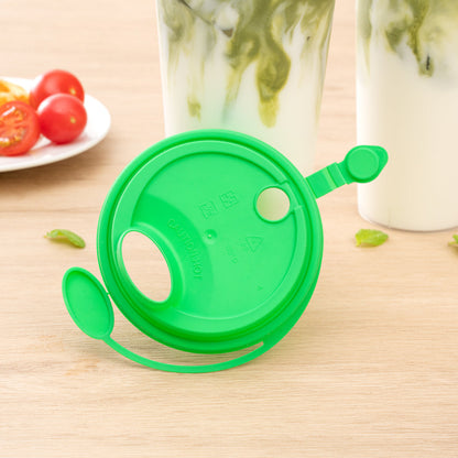 Bev Tek Green Plastic 2-in-1 Straw or Sippy Cup Lid - with Two Plugs, Fits 12, 16 and 24 oz - 500 count box