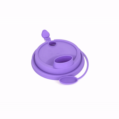 Bev Tek Purple Plastic 2-in-1 Straw or Sippy Cup Lid - with Two Plugs, Fits 12, 16 and 24 oz - 25 count box