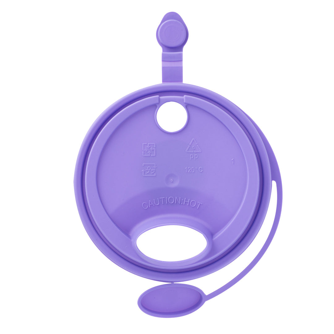 Bev Tek Purple Plastic 2-in-1 Straw or Sippy Cup Lid - with Two Plugs, Fits 12, 16 and 24 oz - 25 count box