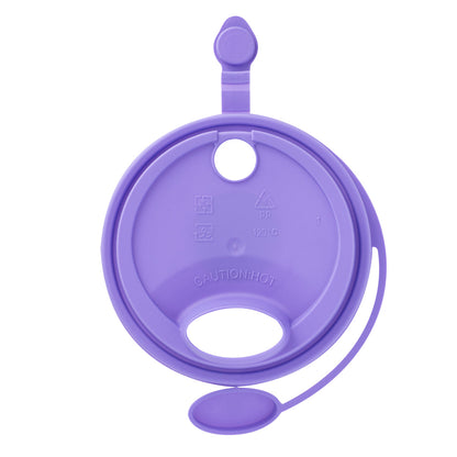 Bev Tek Purple Plastic 2-in-1 Straw or Sippy Cup Lid - with Two Plugs, Fits 12, 16 and 24 oz - 25 count box