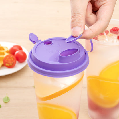 Bev Tek Purple Plastic 2-in-1 Straw or Sippy Cup Lid - with Two Plugs, Fits 12, 16 and 24 oz - 25 count box