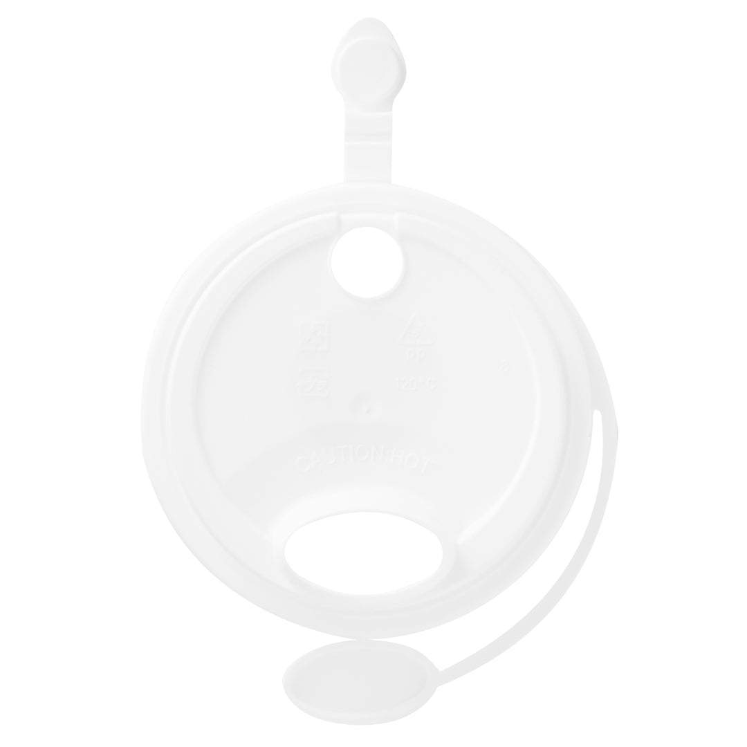 Bev Tek White Plastic 2-in-1 Straw or Sippy Cup Lid - with Two Plugs, Fits 12, 16 and 24 oz - 500 count box