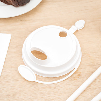 Bev Tek White Plastic 2-in-1 Straw or Sippy Cup Lid - with Two Plugs, Fits 12, 16 and 24 oz - 500 count box