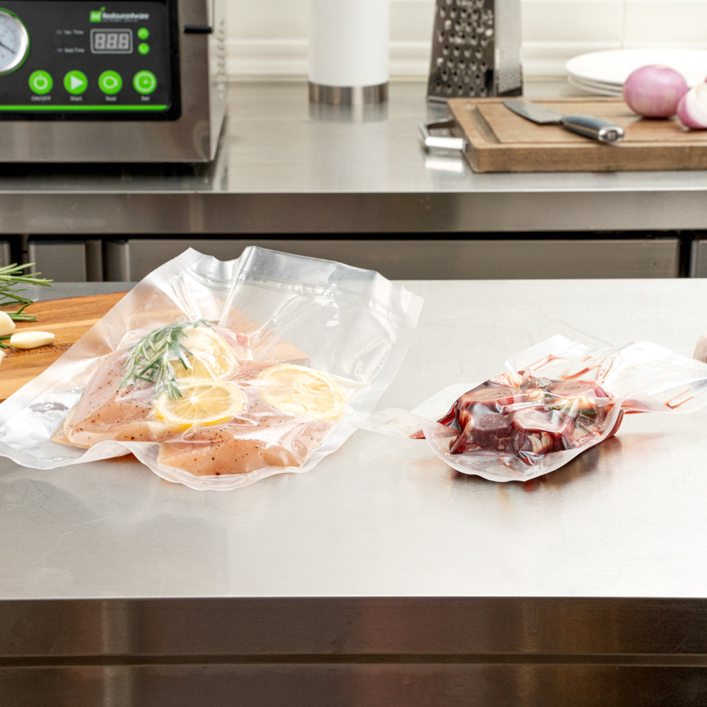 Fresh Hero Clear Plastic Vacuum Packaging Bag - for Chamber Vacuum Sealer, 3 mil, BPA-Free - 10" x 6" - 100 count box