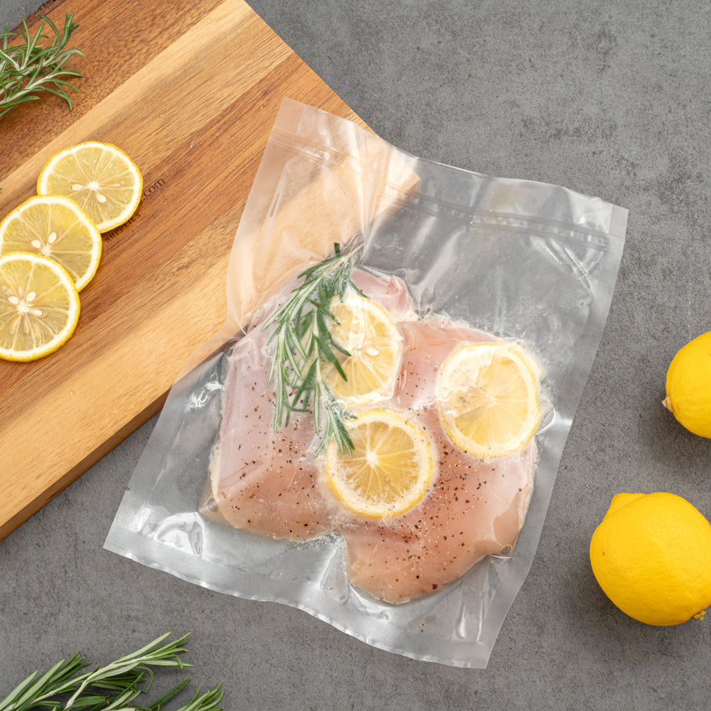 Fresh Hero Clear Plastic Vacuum Packaging Pouch - for Chamber Vacuum Sealer, 3 mil, BPA-Free - 10" x 8" - 100 count box