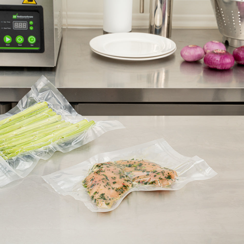 Fresh Hero Clear Plastic Vacuum Packaging Bag - for Chamber Vacuum Sealer, 3 mil, BPA-Free - 12" x 8" - 100 count box