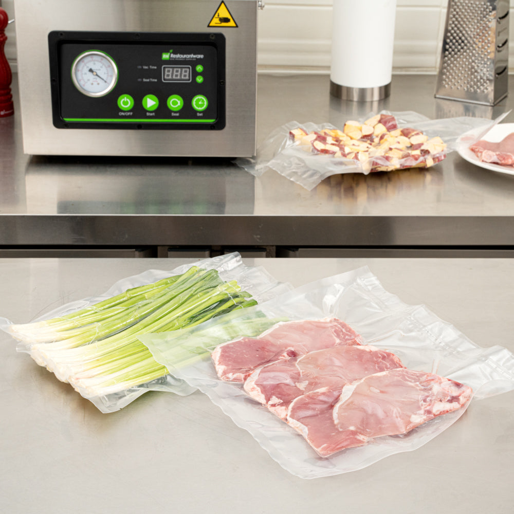 Fresh Hero Clear Plastic Vacuum Packaging Bag - for Chamber Vacuum Sealer, 3 mil, BPA-Free - 12" x 12" - 100 count box
