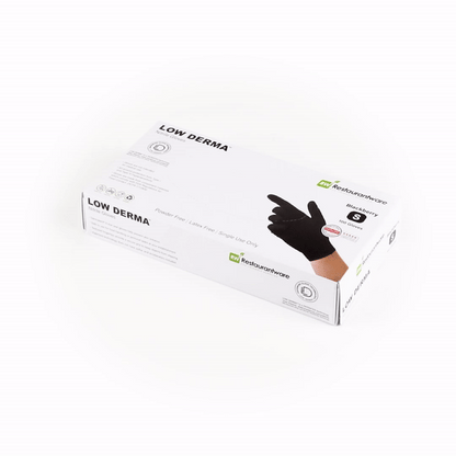 Low Derma Blackberry Small Nitrile Gloves - Hypoallergenic, Non-Sterile, Powder-Free - 100 count box