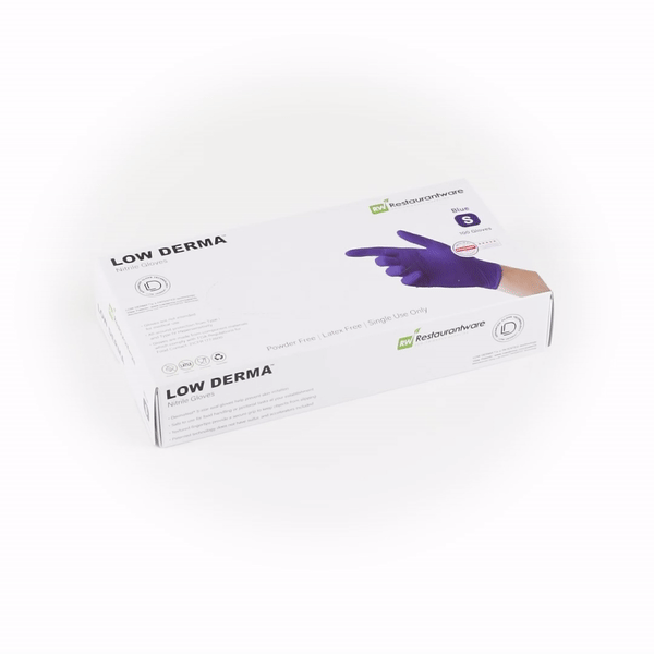Low Derma Blue Small Nitrile Gloves - Hypoallergenic, Non-Sterile, Powder-Free - 1000 count box