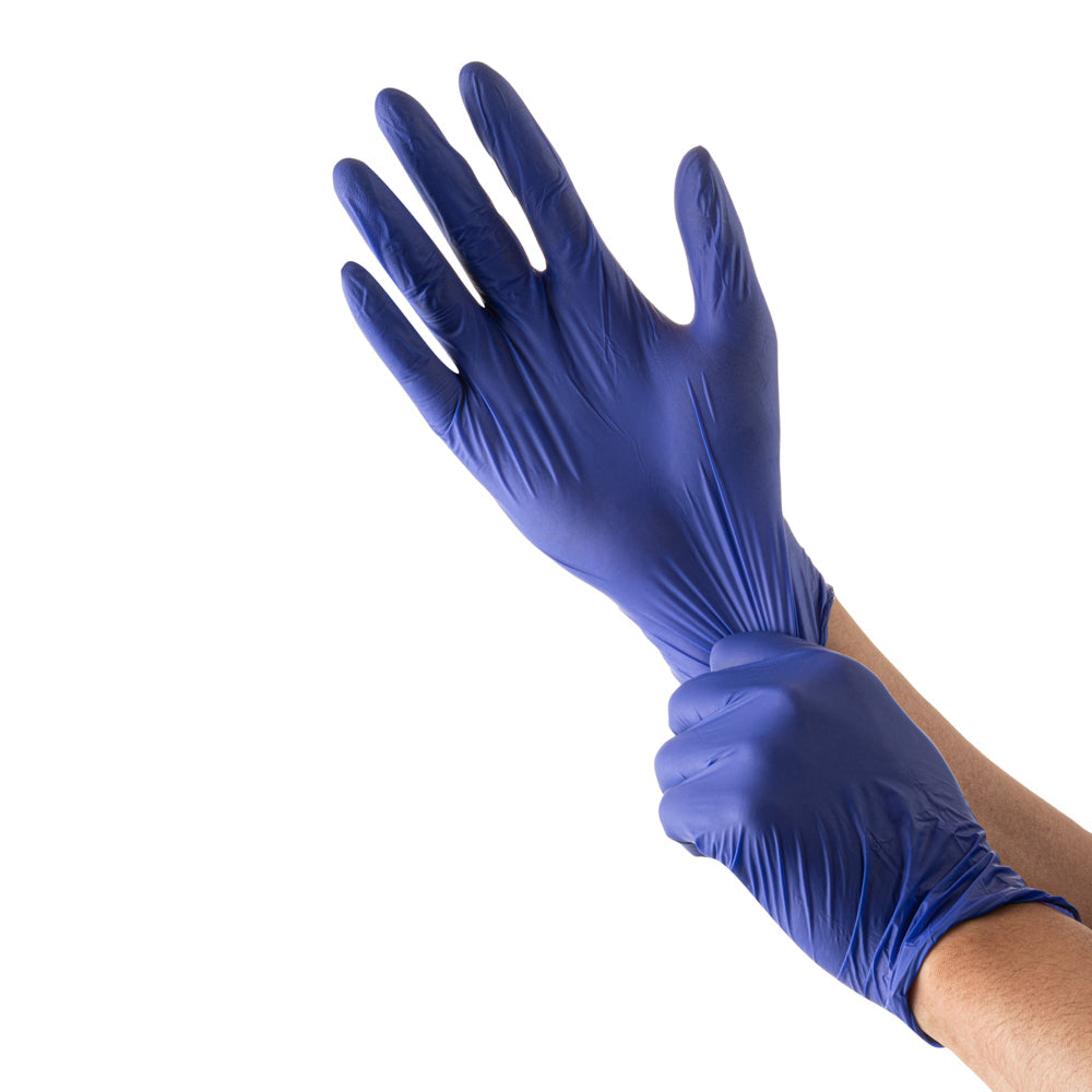 Low Derma Blue Medium Nitrile Gloves - Hypoallergenic, Non-Sterile, Powder-Free - 100 count box